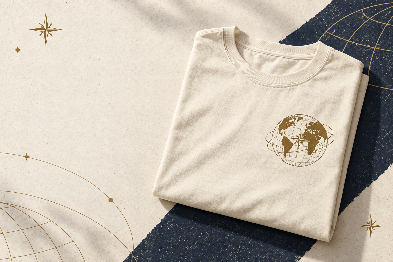 Cream International Students Club T-shirt on a navy and gold backdrop